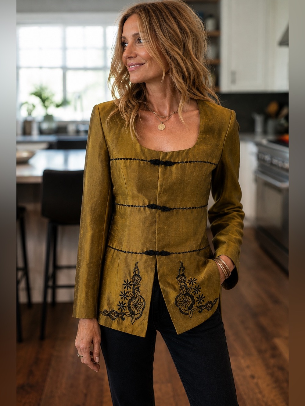 Max Nugus Asian Inspired Silk Blazer Vintage Size Large NWT